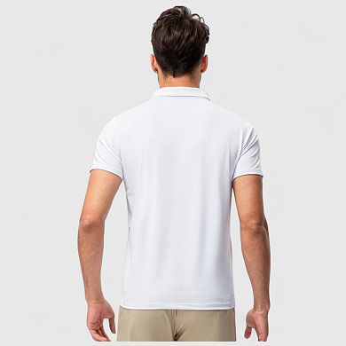 Men's Athletic Fit Polo Shirt with Short Sleeves and Three-Button Placket