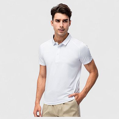 Men's Athletic Fit Polo Shirt with Short Sleeves and Three-Button Placket