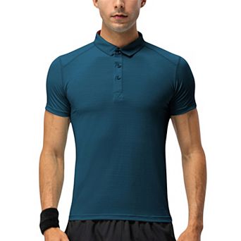 Men's Athletic Fit Polo Shirt with Short Sleeves and Three-Button Placket