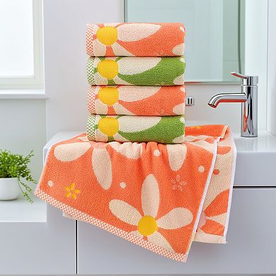 4Pcs Floral and Geometric Patterns Pure Cotton Soft Absorbent Decorative Hand Towels 13"x29"