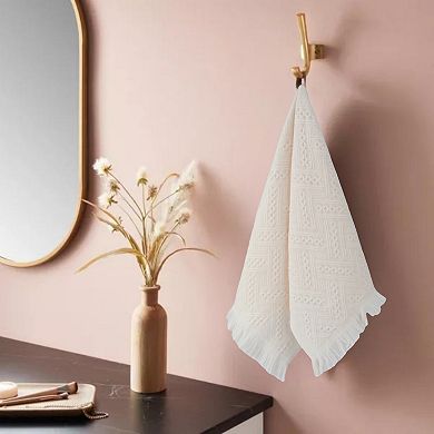 3Pcs Jacquard Pattern Hand Towels and Chenille Hanging Bathroom Hand Towels with Loop 6"x15"&13"x29"