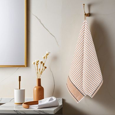 3Pcs Striped Cotton Hand Towels and Chenille Hanging Bathroom Hand Towels with Loop 6"x15"&13"x29"