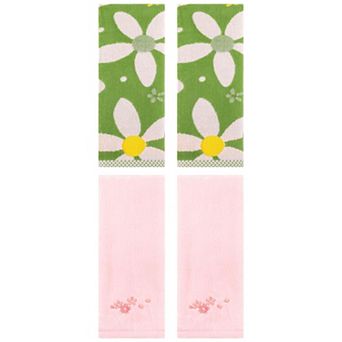 4 pc Floral Pattern Pure Cotton Soft Absorbent Decorative Hand Towels for Bathroom 13"x29"
