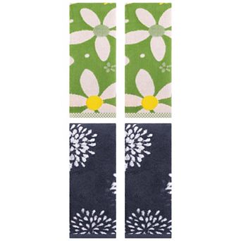 4 pc Floral Pattern Pure Cotton Hand Towels, Absorbent Soft Decorative Hand Towel 14"x30"&13"x29"