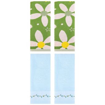 4 pc Floral Pattern Soft Absorbent Decorative Hand Towels for Bathroom, Hotel, Spa and Gym 13"x29"