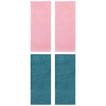 4 pc Cotton Textured Hand Towels Set, Comfort and Absorbent Towels for Home Decor 13"x30"&14"x30"