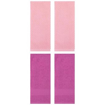 4 pc Cotton Textured Hand Towels Set, Comfort and Absorbent Towels for Home Decor 13"x30"&14"x30"