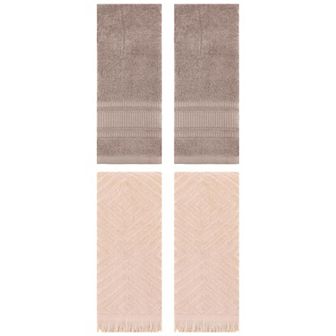 4 pc Cotton Hand Towels Set, Soft and Absorbent Hand Towels for Bathroom, Hand, Face 13"x29"