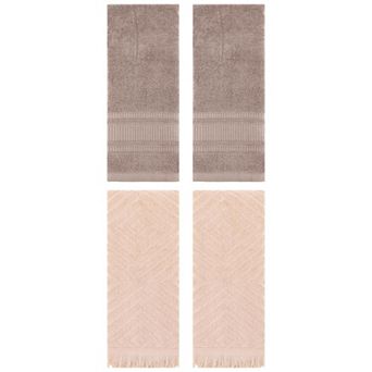 4 pc Cotton Hand Towels Set, Soft and Absorbent Hand Towels for Bathroom, Hand, Face 13"x29"