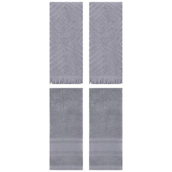 4 pc Cotton Hand Towels Set, Soft and Absorbent Hand Towels for Bathroom, Hand, Face 13"x29"