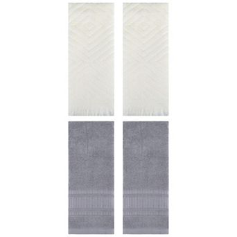 4 pc Cotton Hand Towels Set, Soft and Absorbent Hand Towels for Bathroom, Hand, Face 13"x29"