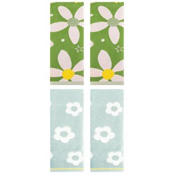 4 pc Cute Floral Hand Towels Flower Pattern Cotton Hand Towel Soft Absorbent Towel 14"x30"&13"x29"