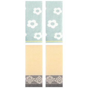 4 pc Cute Floral Hand Towels, Jacquard Towels Set for Bathroom, Hotel, Gym and Spa 14"x30"&13"x29"