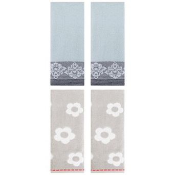 4 pc Cute Floral Hand Towels, Jacquard Towels Set for Bathroom, Hotel, Gym and Spa 14"x30"&13"x29"