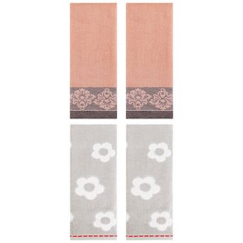 4 pc Cute Floral Hand Towels, Jacquard Towels Set for Bathroom, Hotel, Gym and Spa 14"x30"&13"x29"