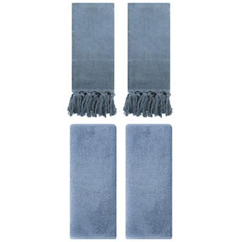 4 pc Decorative Turkish Hand Towels, Cotton Absorbent Soft Bath Towel Set 14"x30"&13"x30"
