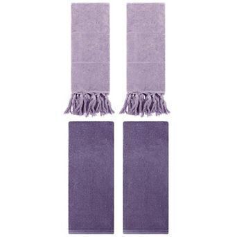 4 pc Decorative Turkish Hand Towels, Cotton Absorbent Soft Bath Towel Set 14"x30"&13"x30"