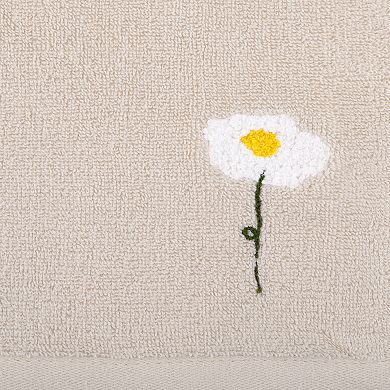 4Pcs Floral Pattern Cotton Hand Towels Flower Embroidered Soft Absorbent Towel Set 13"x30"&13"x29"