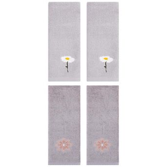 4 pc Floral Pattern Cotton Hand Towels, Soft Absorbent Towel Set for Bathroom 13"x30"