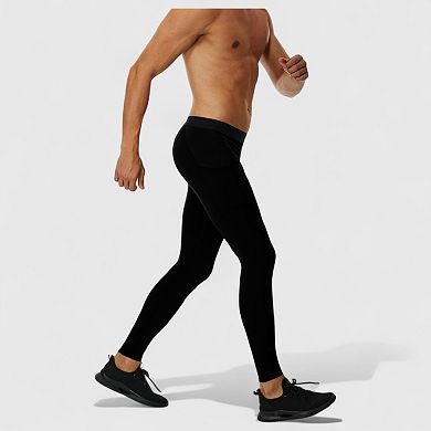 Men's Compression Leggings with Wide Waistband and Side Pocket for Training and Performance