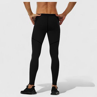 Men's Compression Leggings with Wide Waistband and Side Pocket for Training and Performance