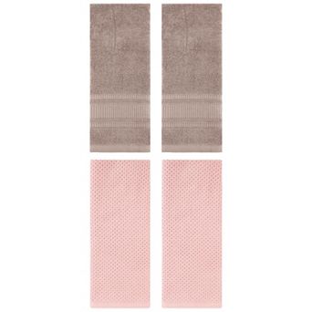 4 pc Cotton Hand Towel Set, Waffle Soft Hand Towels for Bathroom, Hote 13"x30"&13"x29"