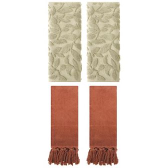 4 pc Decorative Turkish Hand Towels, Cotton Absorbent Soft Bath Towel Set for Bathroom 14"x30"