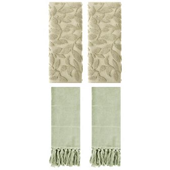 4 pc Decorative Turkish Hand Towels, Cotton Absorbent Soft Bath Towel Set for Bathroom 14"x30"