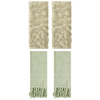 4 pc Decorative Turkish Hand Towels, Cotton Absorbent Soft Bath Towel Set for Bathroom 14"x30"