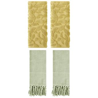 4 pc Decorative Turkish Hand Towels, Cotton Absorbent Soft Bath Towel Set for Bathroom 14"x30"