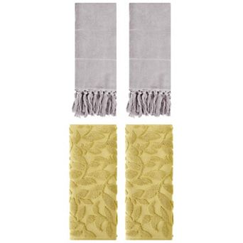 4 pc Decorative Turkish Hand Towels, Cotton Absorbent Soft Bath Towel Set for Bathroom 14"x30"