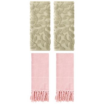 4 pc Decorative Turkish Hand Towels, Cotton Absorbent Soft Bath Towel Set for Bathroom 14"x30"