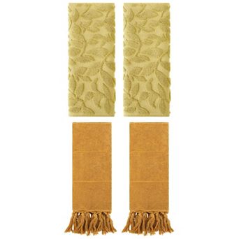 4 pc Decorative Turkish Hand Towels, Cotton Absorbent Soft Bath Towel Set for Bathroom 14"x30"