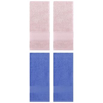 4 pc Cotton Textured Hand Towels Set, Comfort and Absorbent Towels for Bathroom 13"x30"&14"x30"