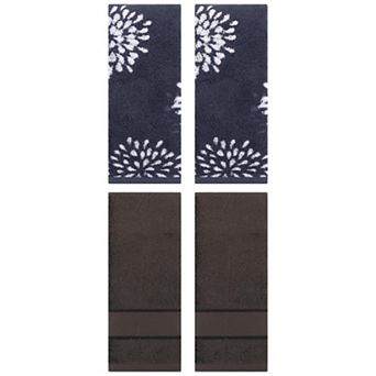 4 pc Absorbent Soft Decorative Hand Towel Set, Comfort and Quick Drying Towels for Bathroom 14"x30"
