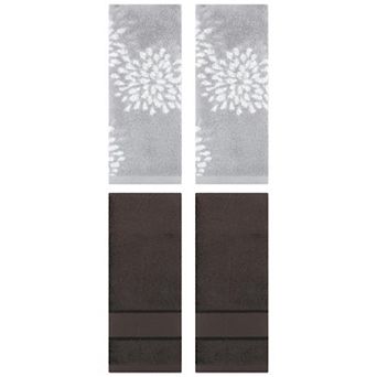 4 pc Absorbent Soft Decorative Hand Towel Set, Comfort and Quick Drying Towels for Bathroom 14"x30"
