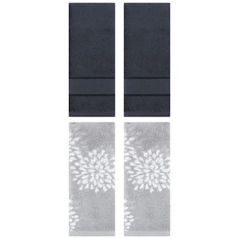 4 pc Absorbent Soft Decorative Hand Towel Set, Comfort and Quick Drying Towels for Bathroom 14"x30"