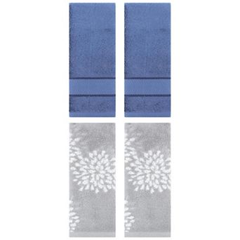 4 pc Absorbent Soft Decorative Hand Towel Set, Comfort and Quick Drying Towels for Bathroom 14"x30"