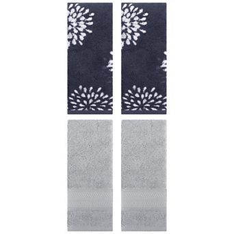 4 pc Absorbent Soft Decorative Hand Towel Set, Comfort and Quick Drying Towels for Bathroom 14"x30"