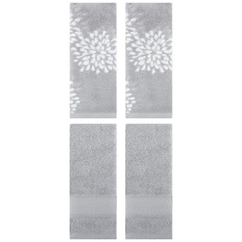 4 pc Absorbent Soft Decorative Hand Towel Set, Comfort and Quick Drying Towels for Bathroom 14"x30"