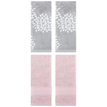4 pc Absorbent Soft Decorative Hand Towel Set, Comfort and Quick Drying Towels for Bathroom 14"x30"