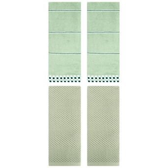 4 pc Hand Towel Set, Striped Waffle Hand Towels, Soft Towels for Bathroom, Hotel 13"x30"&14"x30"