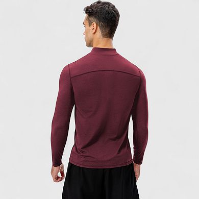 Men's Long Sleeve Quarter Zip Top with Athletic Fit and Raglan Sleeves for Training or Casual Wear