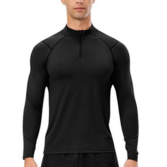 Men's Long Sleeve Quarter Zip Top with Athletic Fit and Raglan Sleeves for Training or Casual Wear