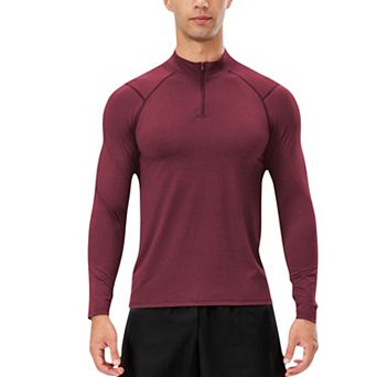 Men's Long Sleeve Quarter Zip Top with Athletic Fit and Raglan Sleeves for Training or Casual Wear