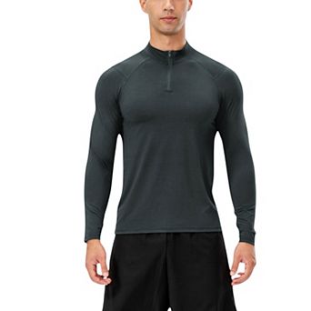 Men's Long Sleeve Quarter Zip Top with Athletic Fit and Raglan Sleeves for Training or Casual Wear