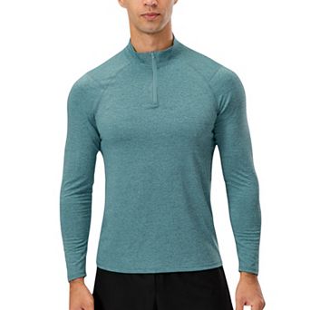 Men's Long Sleeve Quarter Zip Top with Athletic Fit and Raglan Sleeves for Training or Casual Wear