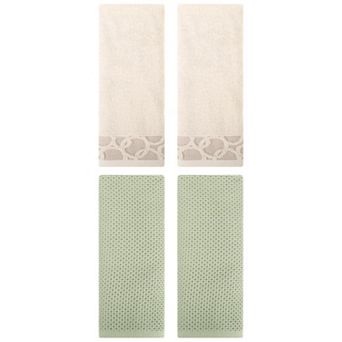 4 pc Cotton Hand Towel Set, Solid Soft Hand Towels for Bathroom, Hotel and Spa 13"x30"&13"x29"