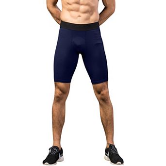 Men's Padded Compression Cycling Shorts with Wide Waistband and Mid-Thigh Length