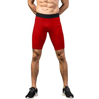 Men's Padded Compression Cycling Shorts with Wide Waistband and Mid-Thigh Length